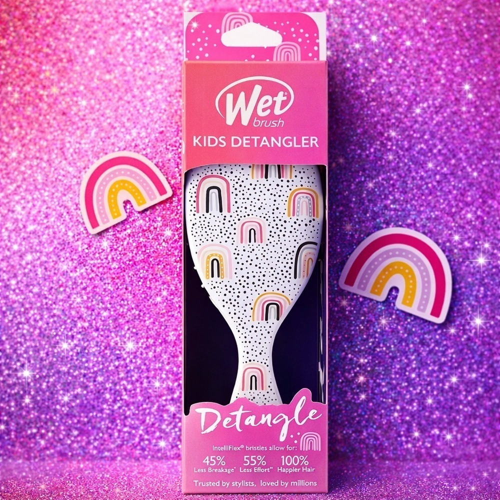 Wet Brush Kids Detangler Hair Brush Rainbow Print IntelliFlex‎ Bristles NEW